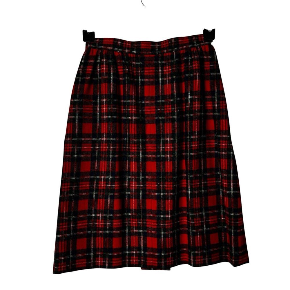 Pendleton Womens Vintage Plaid Tartan Wool Skirt Petite Waist 25" Holiday‎ Red - Picture 4 of 11